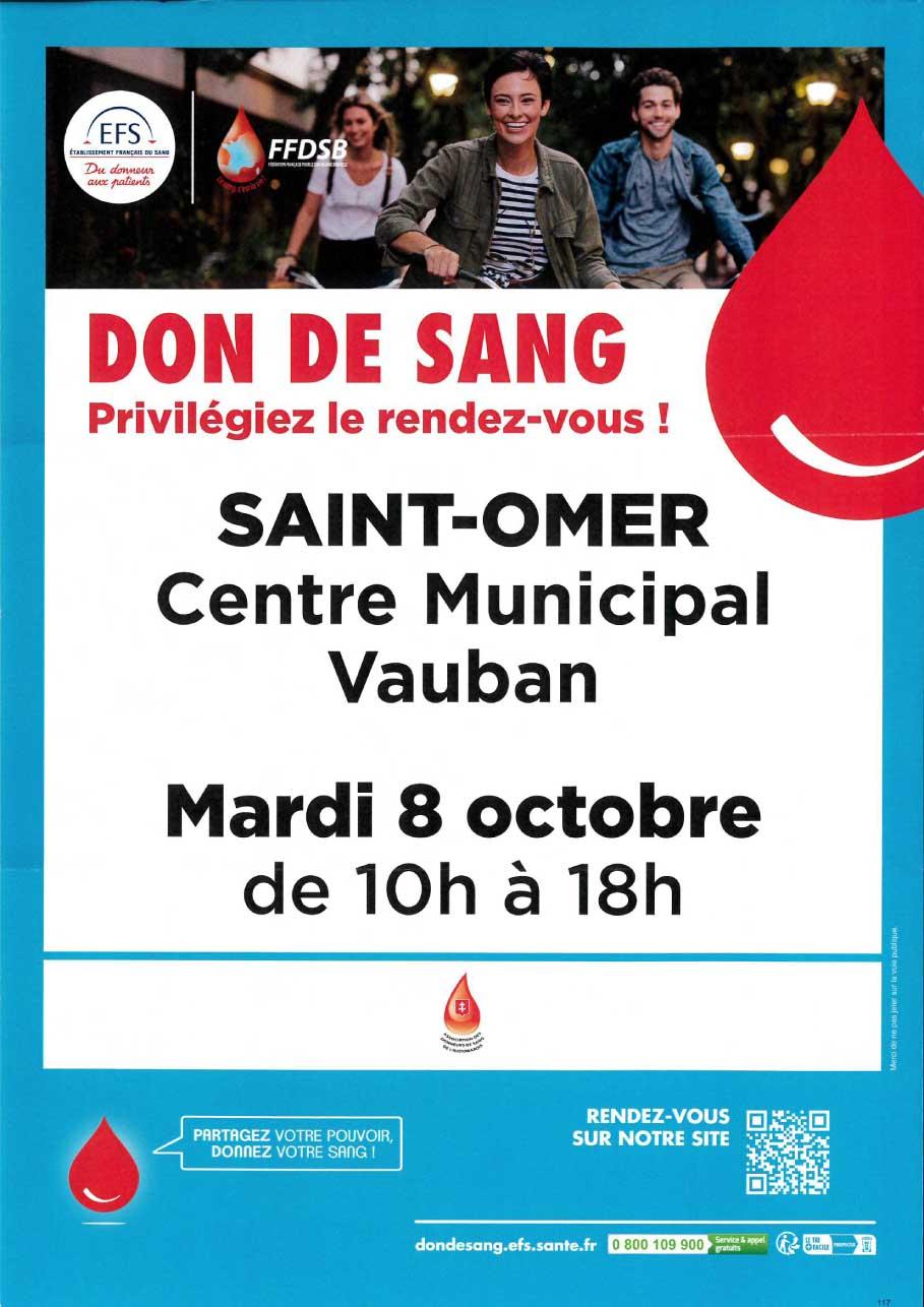 Don de sang mardi 8 octobre